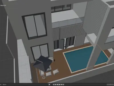 Backyard Swimming Pool Area  3D Landscape Design Model 3D model