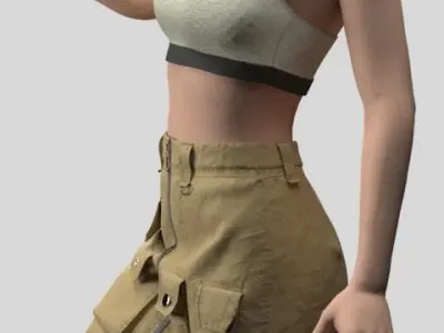 Women Mini Skirt and Sport Bra - 35 Marvelous Designer and Clo3D 3D model