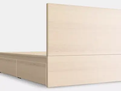 MALM Bed frame high w 4 storage boxes 26 Low-poly 3D model