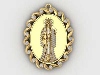  santa muerte holy death small size pendant 3D STL 3DM skull 3D print model