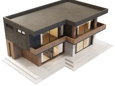 Modern house Low-poly 3D model