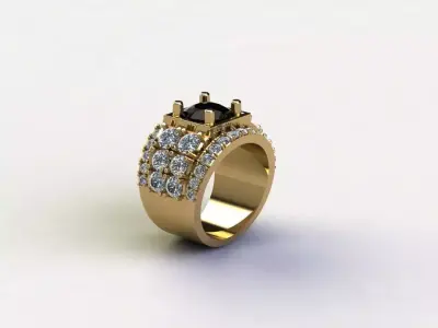 Man ring with 18k gold in Asia R6 3D model