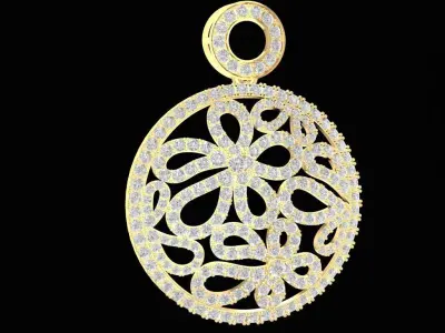 Elegant Round Floral Diamond Pendant for Women 2272 3D print model