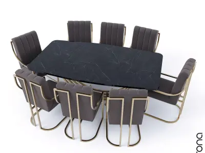 Golden Dining Table 3D model