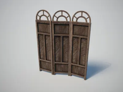 Wooden Screen Low-poly 3D model
