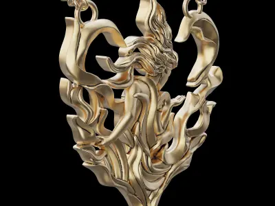 Woman heart pendant  gold printable jewelry 3D model 3D print model