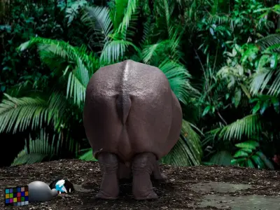 Animation Ready hippopotamus 3D model with arnold shading  3D model