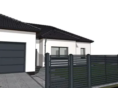 Modern Single Family House with Garage and Terrace 3D model