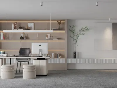 Office reception lobby interior scene 3D model