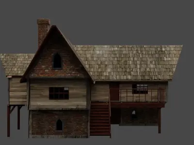 Medieval House  with Props 3D model