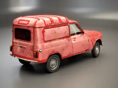 Renault 4 Van Rusted Low-poly 3D model