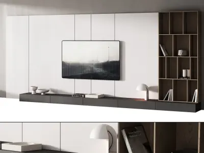 500 tv wall kit 10 modern minimal living room zone 3D model