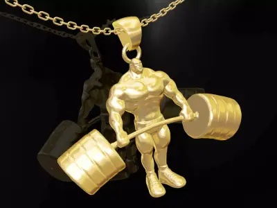 Sport Man Pendant Jewelry Gold 3D print model
