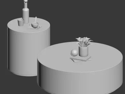 Machinto Round Coffee Table Side Table Restoration Hardware 3D model