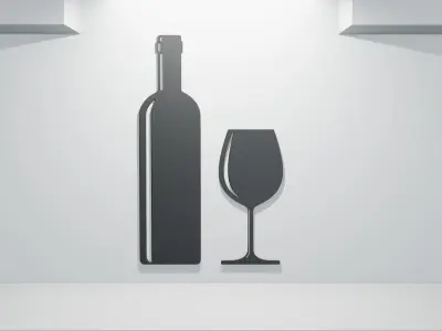 Kitchen Wall Decoration - Wine and Glass 3D model