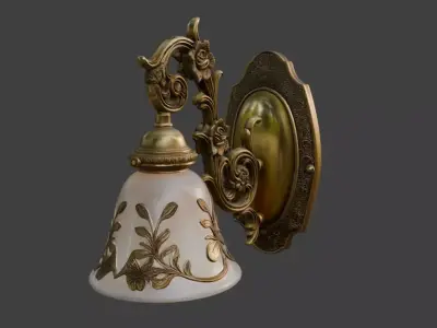Victorian Floral Wall Lamp 3D Model 3D model