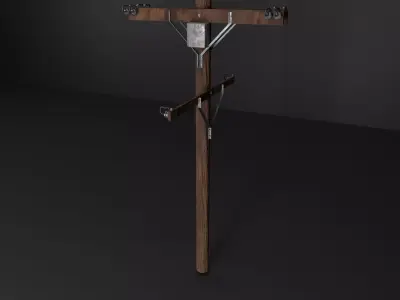 Electric wood pillar Free low-poly 3D model