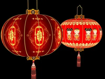 Chinese red lantern 3D model 55