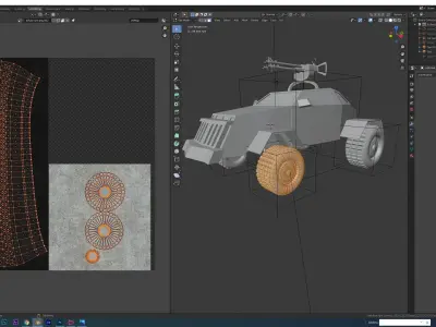 car 1 armored vehicle with gun Low-poly 3D model