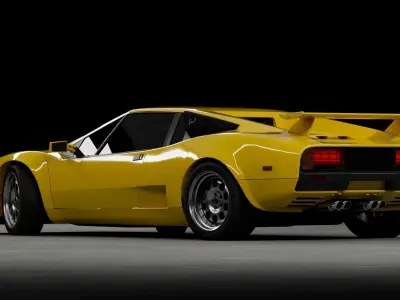 80s 90s generic supercar Low-poly 3D model