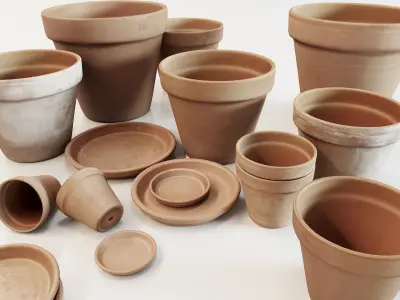 Terracotta Pot Set 3D model