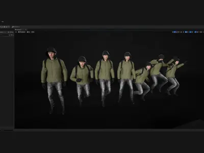 Man in Winter Outfit - Modular - Rigged Low-poly 3D model