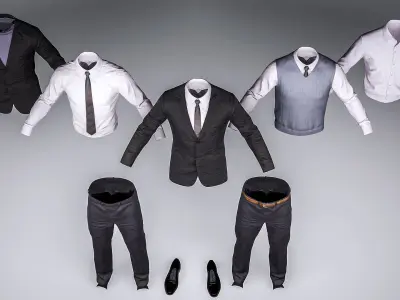 Metahuman High Quality Modular Formal Male Outfit Pack Low-poly 3D model