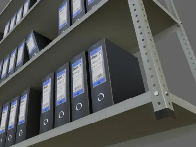 Metal Bookcase with Archives - Files - Books - Estante Low-poly 3D model