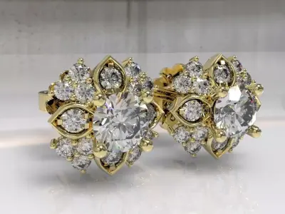 Timothes Diamond Earing 3D JewelryModel Printable 3D ER7 3D print model
