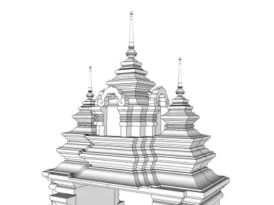Traditional Thai Temple Gate Low-poly 3D model