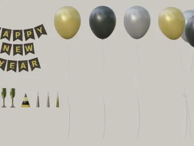 New Years Party Decorations Free low-poly 3D model