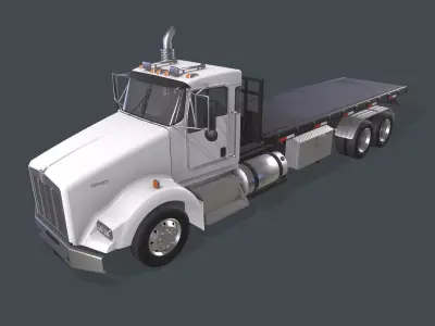 Kenworth T800 Platform Truck Low-poly 3D model