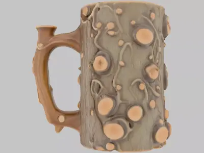 Stylized Wooden Mug Low-poly 3D model