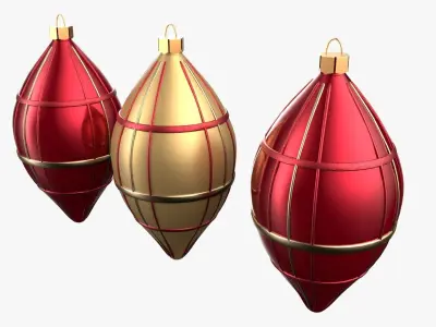 Christmas Tree Ornament Set6 - Red Yellow 3D model