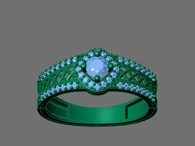 Womens Rings With Stone Ring Ready STL 3DM Models Rings women 3D print model