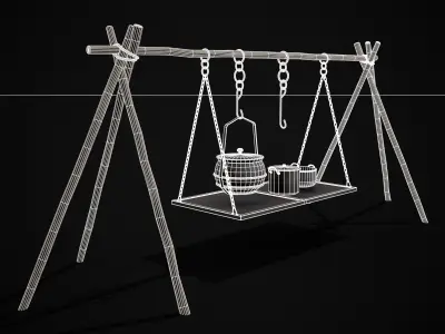 Cooking Pot Set Low-poly 3D model