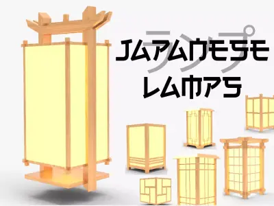 Japanese Lamps Pack Low-poly 3D model
