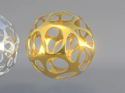 four metallic ornaments 3D model