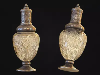 Victorian silver mounted Stourbridge glass 3D model