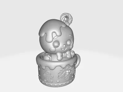 Gingerbread Man in Holiday Mug Cute Christmas Figurine Cookie 3D print model