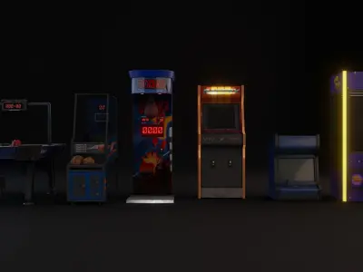 Arcade Room Props package - Game Ready Lowpoly PBR
