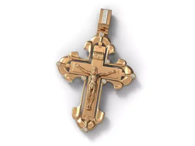 G0446 gold cross pendant 3D print model