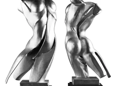 Dynamic woman torso sculpture Low-poly 3D model