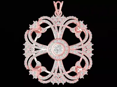 Luxury Floral Diamond Pendant 3D Jewelry Model  3233 3D print model