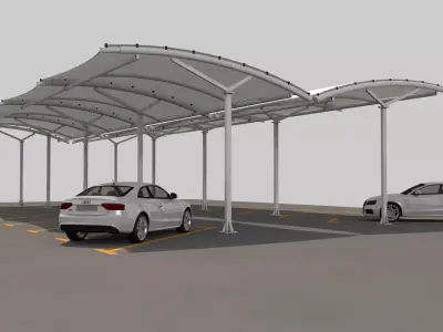 Open Car Parking  Tent 3D model