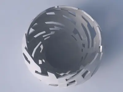 Bowl spheric twisted with cuts 3D print model