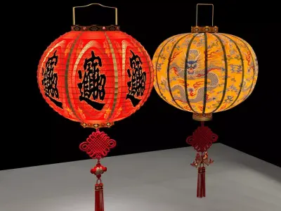Chinese red lantern  3D model 27