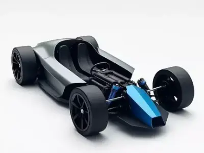 Open Wheel Sports Car Chassis Low-poly 3D model