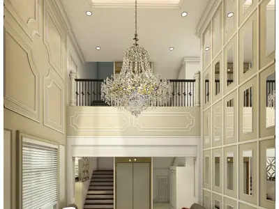 Interior decoration of the first floor of a large house 3D model
