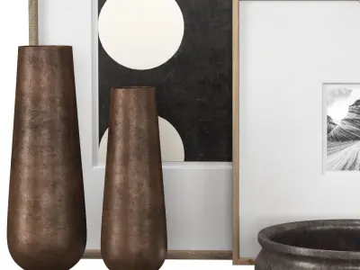 Rh Grand Hammered Metal Floor Vases with Frames Low-poly 3D model